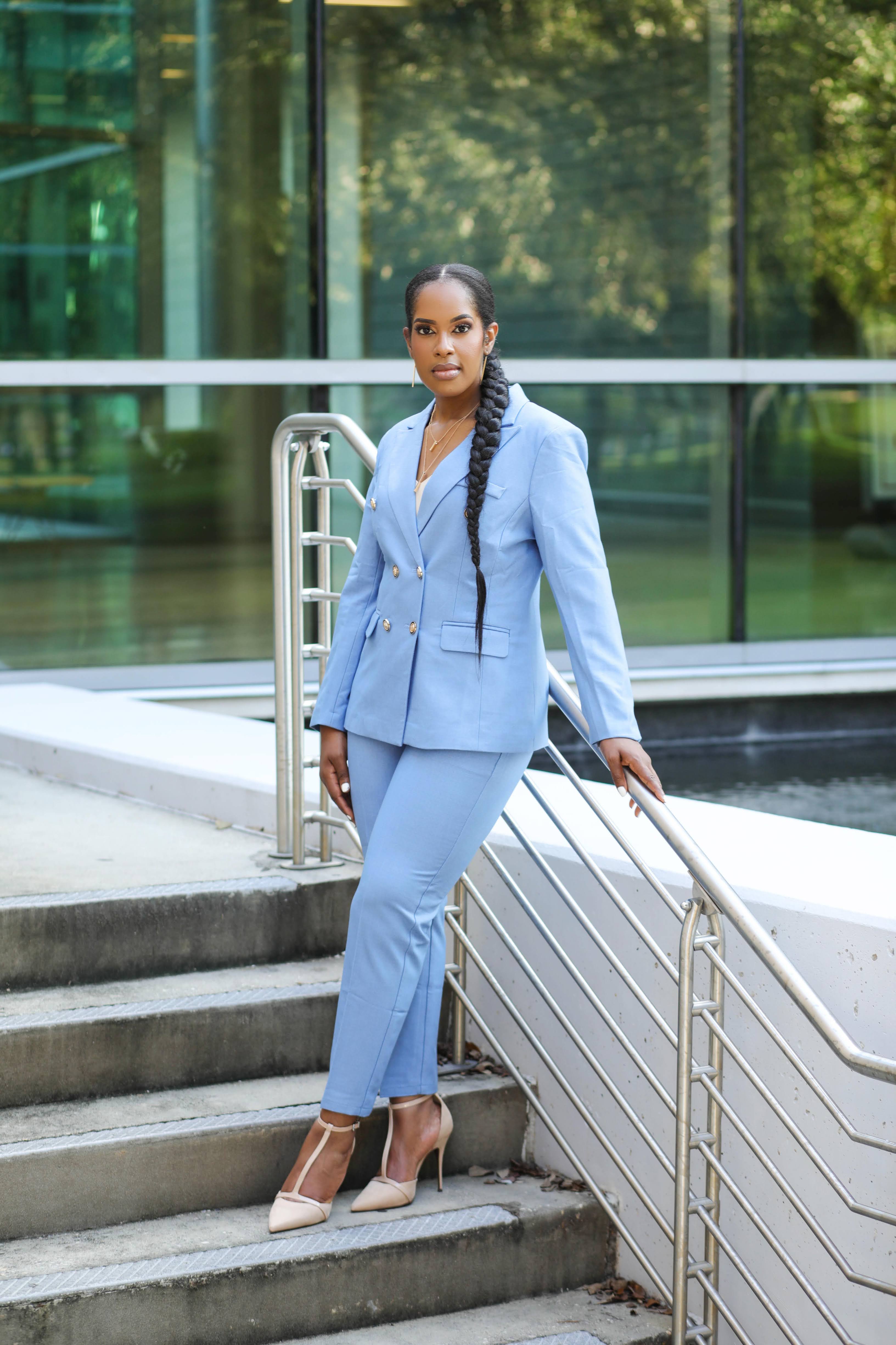 Light blue deals womens suit